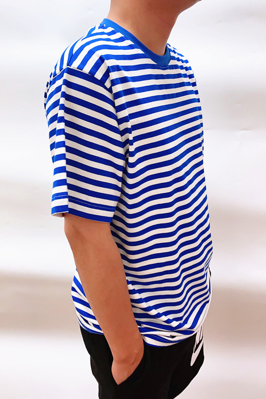 海军衫军训汗衫老式海魂衫全棉短袖棉质蓝白条纹汗衫t恤复古怀旧海军