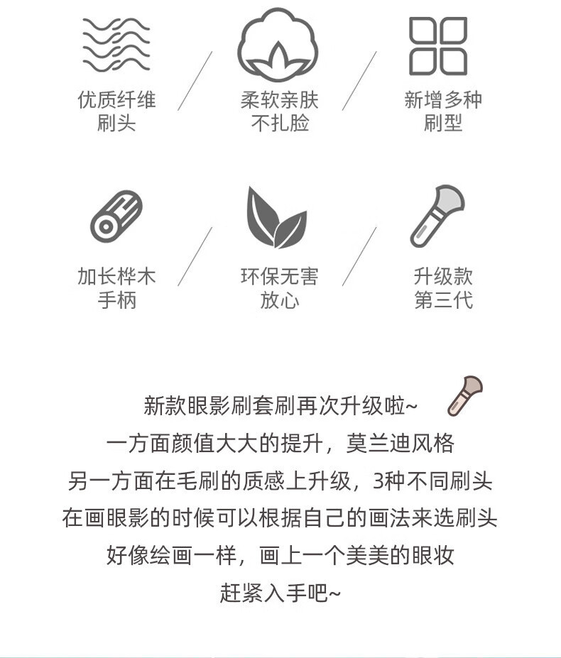YAHLIGS 初学者彩妆4支眼影刷化妆刷套刷彩妆工具羊毛刷眼部刷卧蚕刷 01#蓝桥3支装(新款)