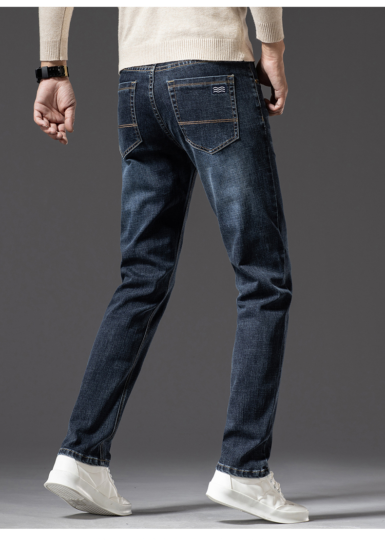 商务男士休闲弹力直筒牛仔裤旗牌王男士高端牛仔裤秋冬厚款潮流百搭