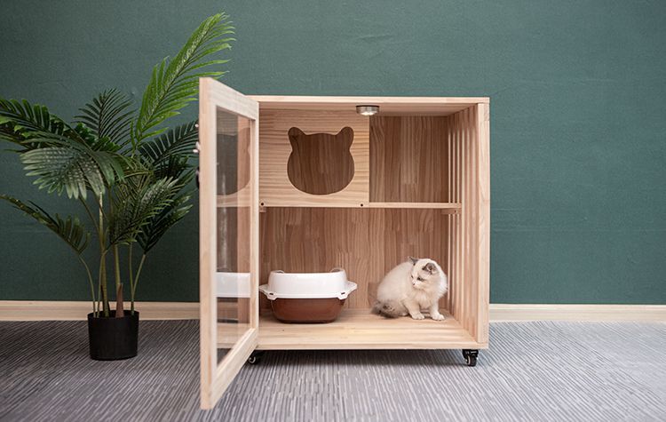 京优选猫柜子玻璃实木猫别墅公寓家用猫窝封闭式有门巨猫笼家用大号大