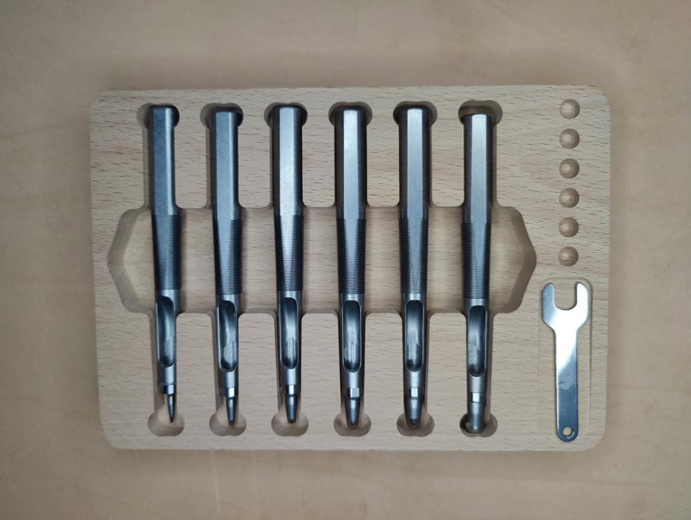 首力西风不锈钢圆冲子皮带冲圆冲手工皮革皮具打孔工具10mm60mm6杆6头