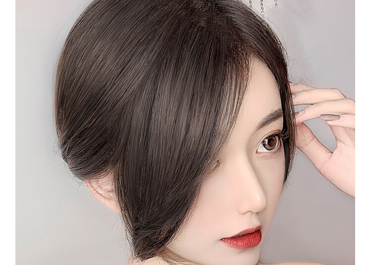 八字刘海假发片真发发际线假发贴隐形自然3d两侧法式发片假刘海女 两