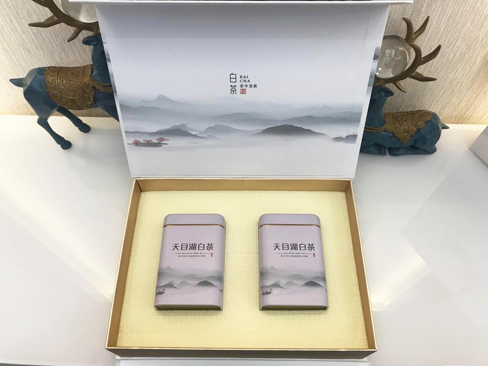 野栋2021年新茶溧阳明前特级天目湖白茶110g两罐礼盒装过节送礼佳品2