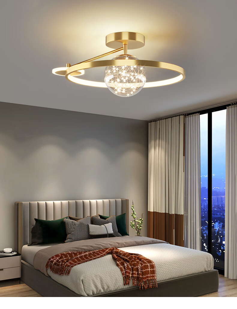 主卧吊灯简欧卧室灯轻奢风北欧现代简约主卧房间灯小孩子儿童房灯饭厅