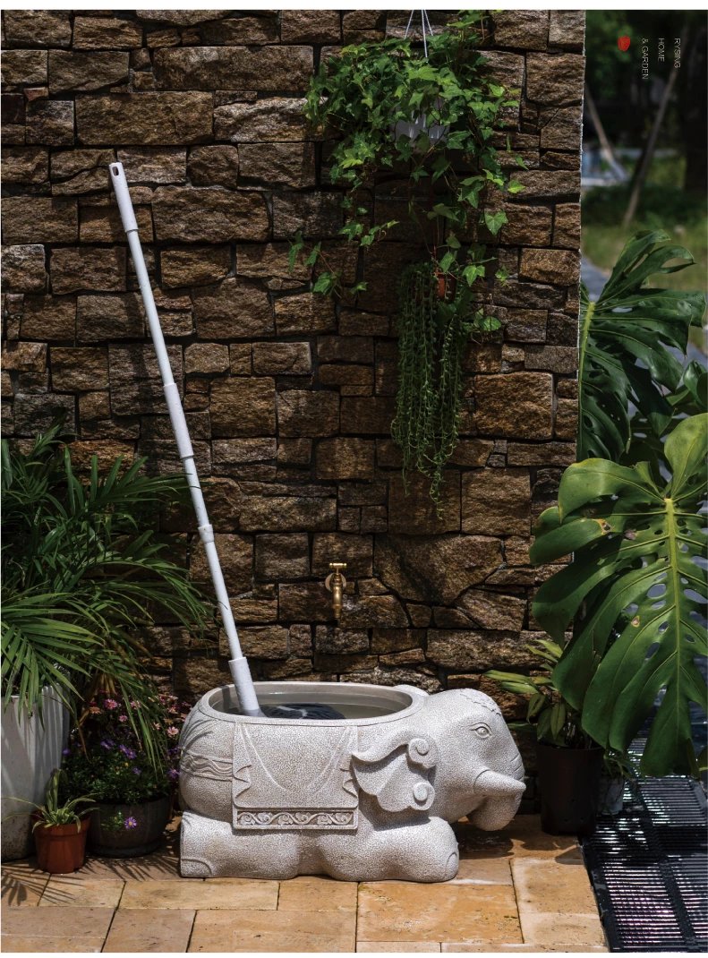 新中式花园布置摆件 创意户外庭院拖把池别墅景观造景装饰水池 户外