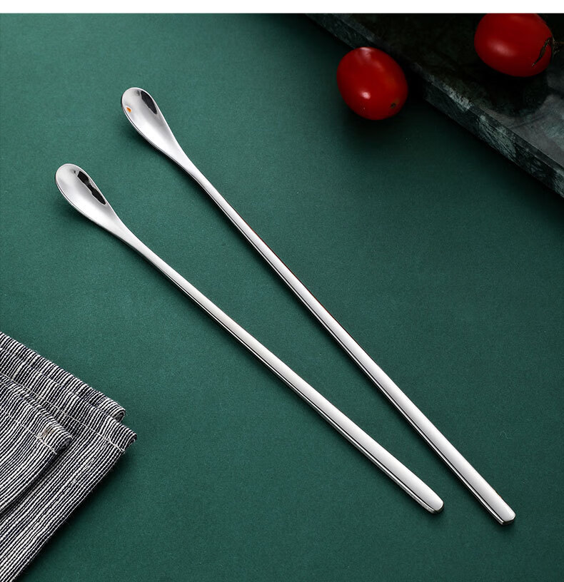 304不锈钢勺子家用长柄雪糕勺酒吧调酒冰勺创意沙铲甜品方头勺 304长