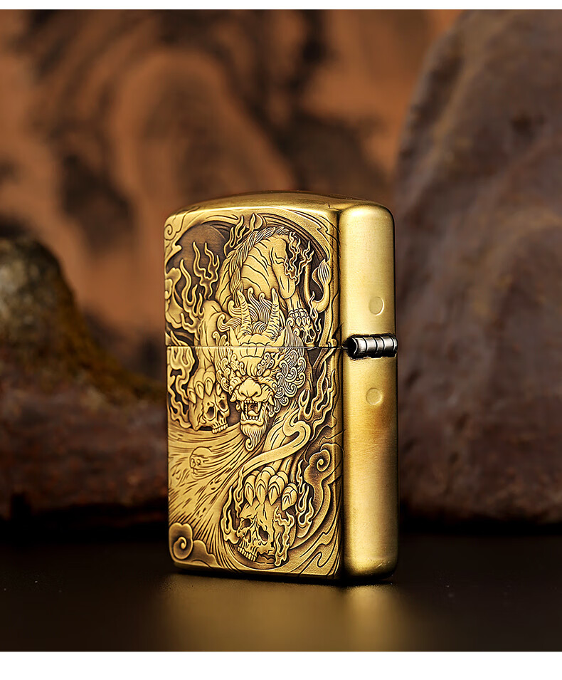 zippo打火机进宝鬼王貔貅金色盔甲防风煤油火机男士送礼鬼王貔貅