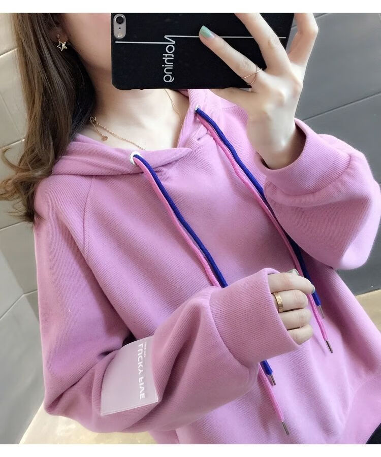 卫衣女新款冬季加绒加厚款女韩版宽松学生连帽外套女潮加绒卫衣女魅力