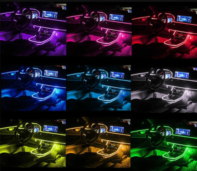 旁恩汽车氛围灯64色车内音乐声控感应车门气氛灯冷光线七彩内饰灯一拖