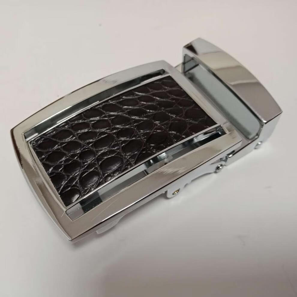 裕德俊原装泰国鳄鱼腰带扣头38cm无孔无牙自动扣男皮带头无卡槽裤带头