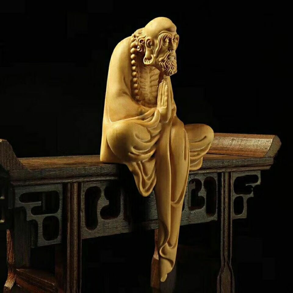 与山择林黄杨木雕达摩摆件禅意达摩佛像祖师家居客厅装饰中式工艺品