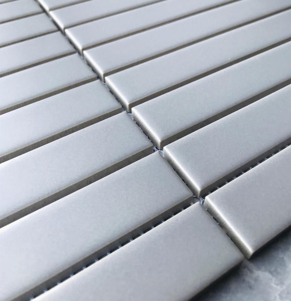 全瓷细长条马赛克瓷砖 黑白色灰色釉面陶瓷墙砖 卫生间阳台22*145