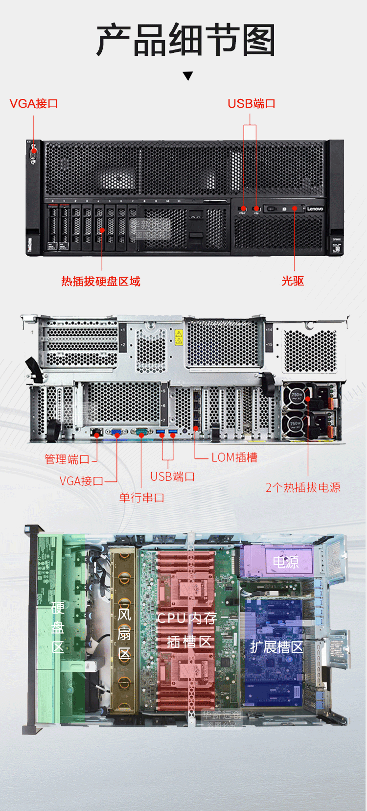 联想服务器lenovo sr868服务器4u机架式主机 双颗6258r 56核2.