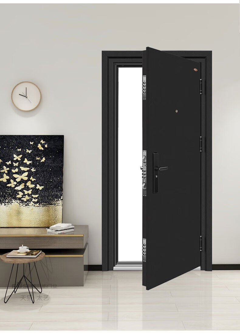 防盗门黑色平板单门子母门进户门别墅入户安全高端甲级定制的 950*