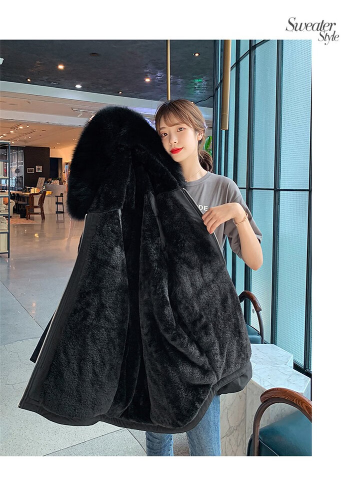 105981-拉夏贝尔棉服女21年新款女装百搭工装派克服女气质时尚冬装 米白色 L-详情图