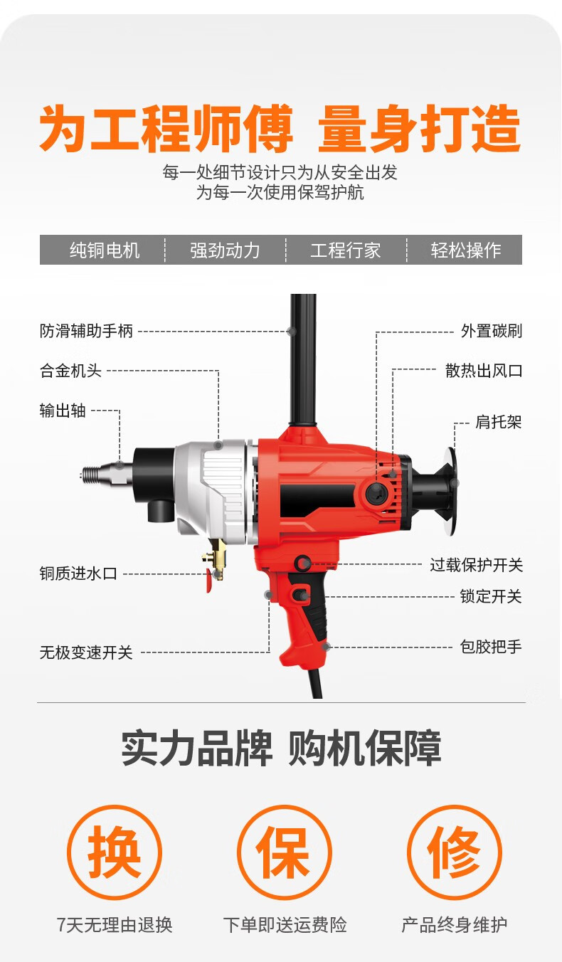 手持水钻打孔技巧教程图片