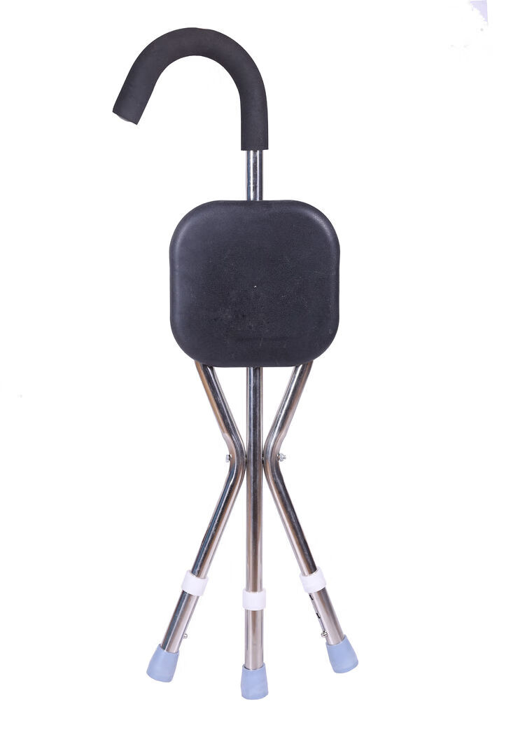 亿家人yijiaren老年人拐杖手杖三脚折叠凳户外休闲凳子多功能防滑