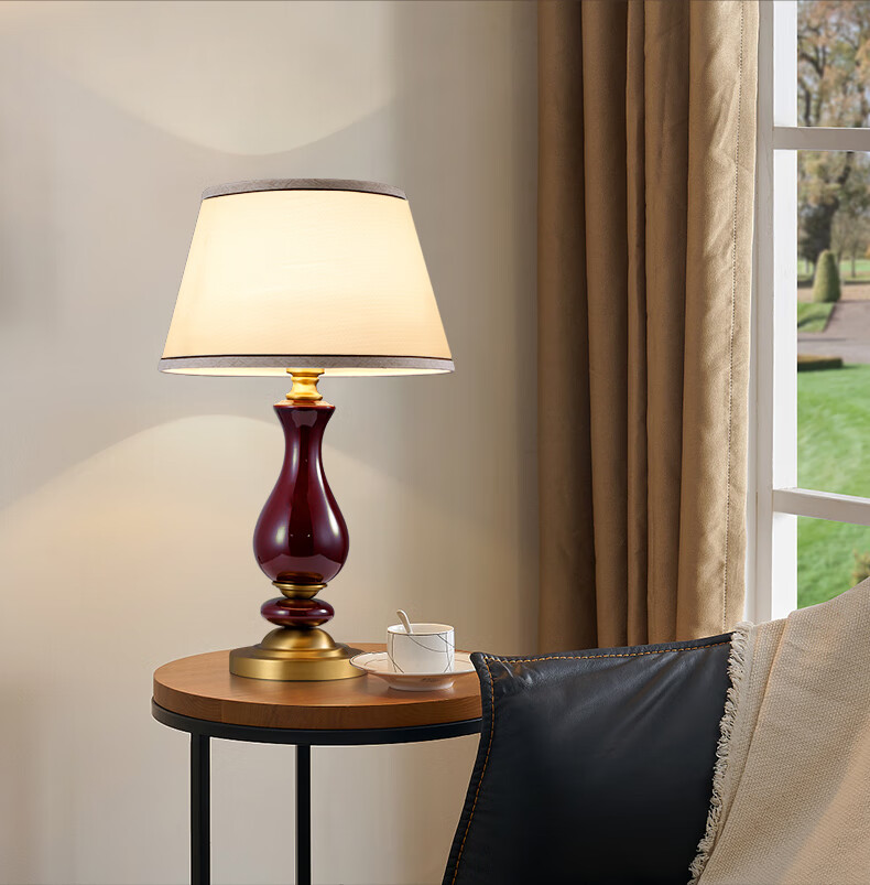 曦特莱轻奢品牌床头台灯书房客厅美式全铜复古卧室温馨欧式床头灯新