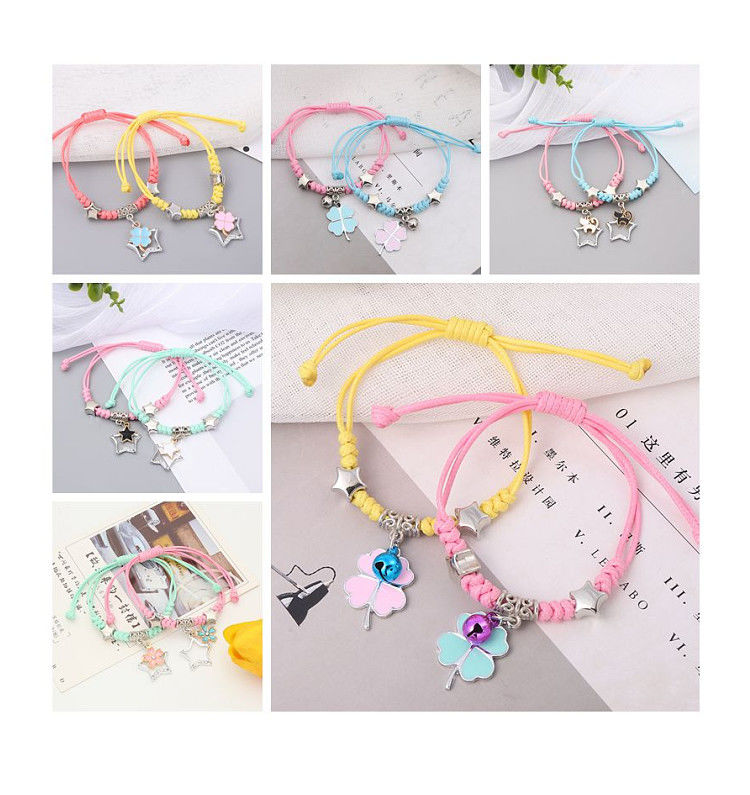 闺蜜二人可爱三人手环少女心编织姐妹手绳镯礼物友谊永存一对彩绳简单