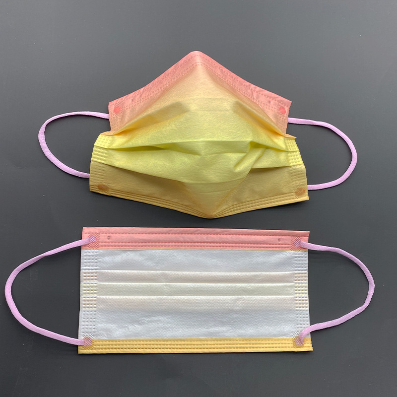 沐念 渐变色彩虹色水刺无纺布一次性口罩成人撞色耳带网红facemask 撞