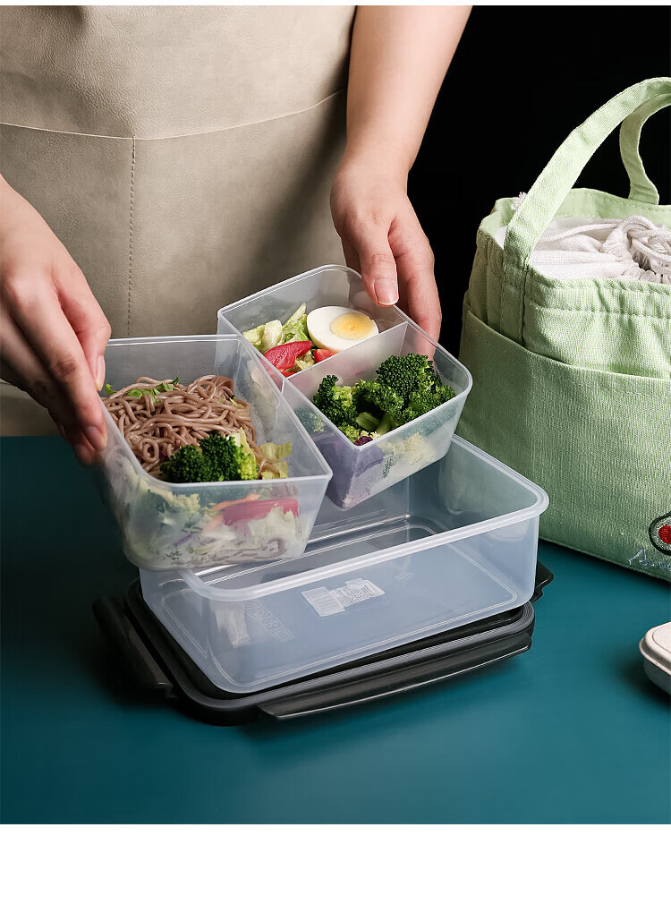 乐扣乐扣果蔬保鲜盒食品级塑料可微波加热饭盒男生分隔型上班族大容量