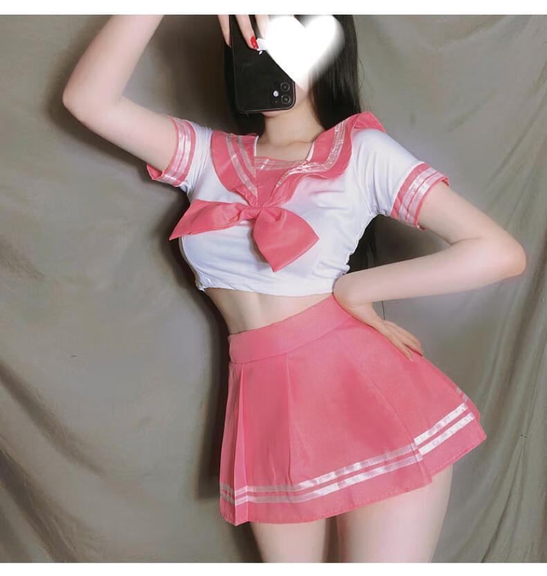 水手服女日系学生jk制服水手服超学生装免脱超短裙小胸女蓝上衣蓝短裙