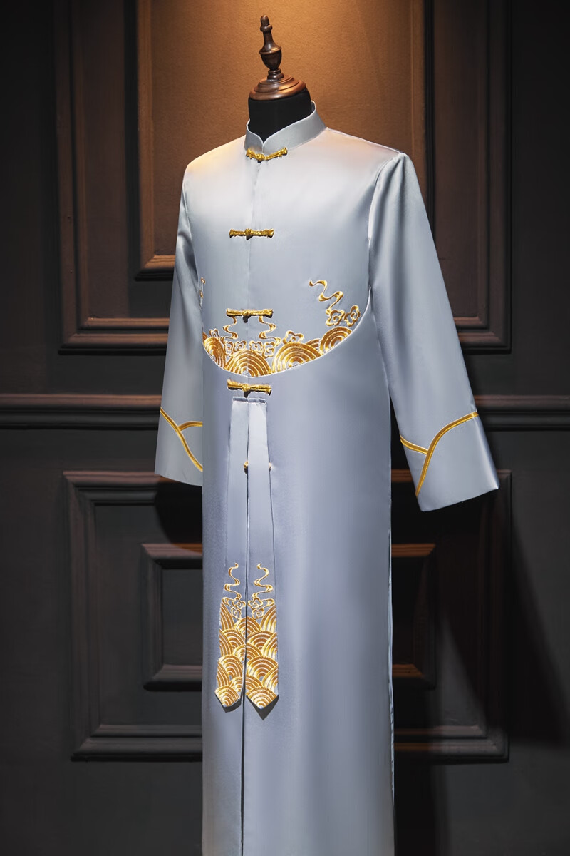 相声大褂男民国长衫国风戏服服中中式伴郎绣花年会表演演出服长马褂