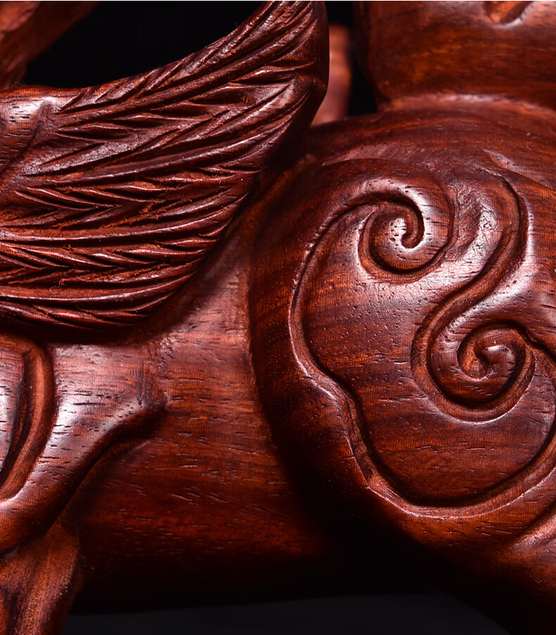 璟馆麒麟摆件新家乔迁礼小叶紫檀血檀木雕开业礼实木一对红木工艺礼品