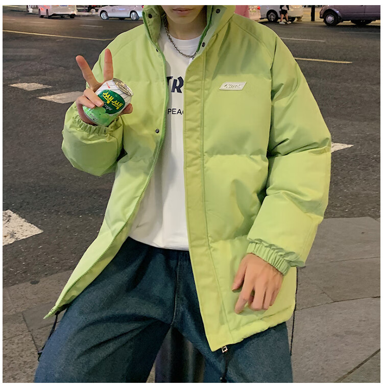 佰特适 美式复古晋江棉服男牛油果绿棉服男冬季加厚美式oversize棉衣