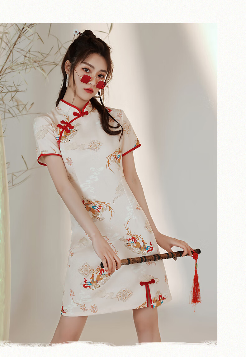 mlcriyg旗袍女品牌女装国潮年轻款2021夏季新款少女改良中国风小个子