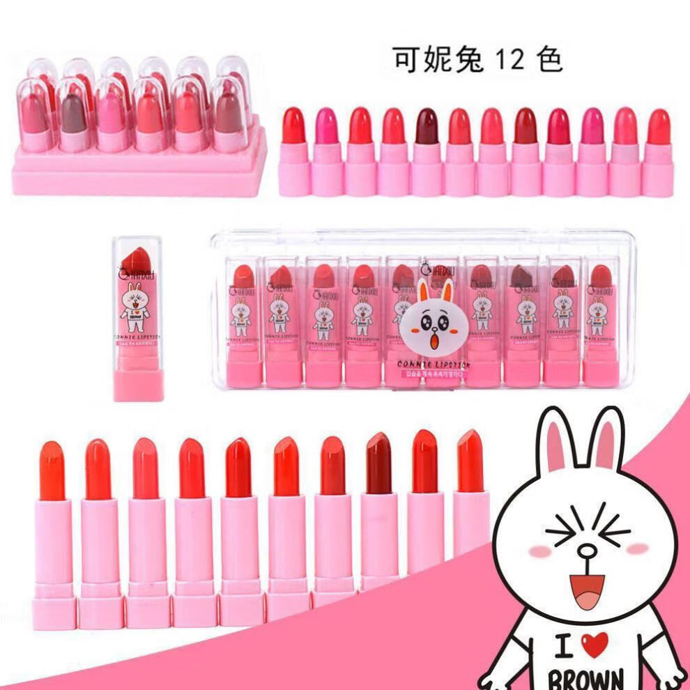 12色口红盒装儿童套装小样唇膏不掉色不沾杯持久滋润保湿2套装12支