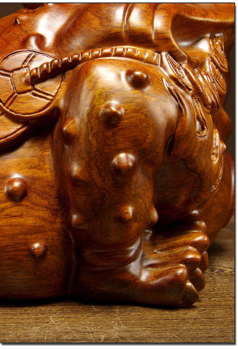 客厅装饰桌面摆件实木雕刻工艺品商务乔迁开业送礼手工精雕金蟾长8cm