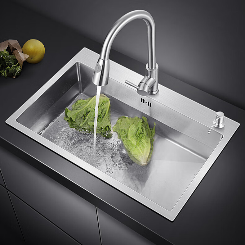 水槽单槽厨房洗菜盆洗碗槽不锈钢水池洗碗池家用台下4540cm下水