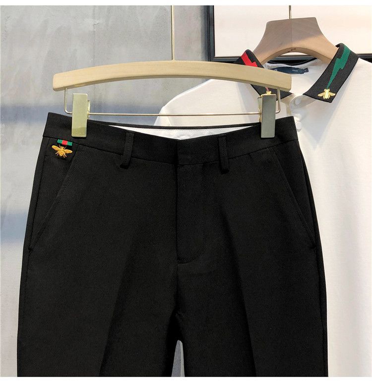 迈威罗春秋季男士帅气免烫小蜜蜂九分韩版修身百搭休闲裤潮流裤子男