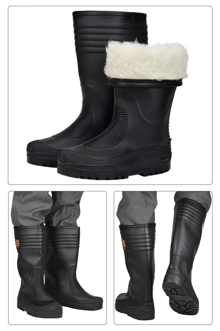支持国货李宁冬季男女士加棉雨靴皮毛一体轻便中高筒防水水鞋户外暖