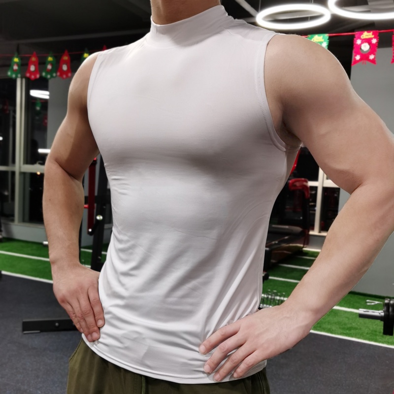 财俊橦新品紧身背心男高弹力肌肉男无袖紧身速干弹力运动坎肩健身t恤