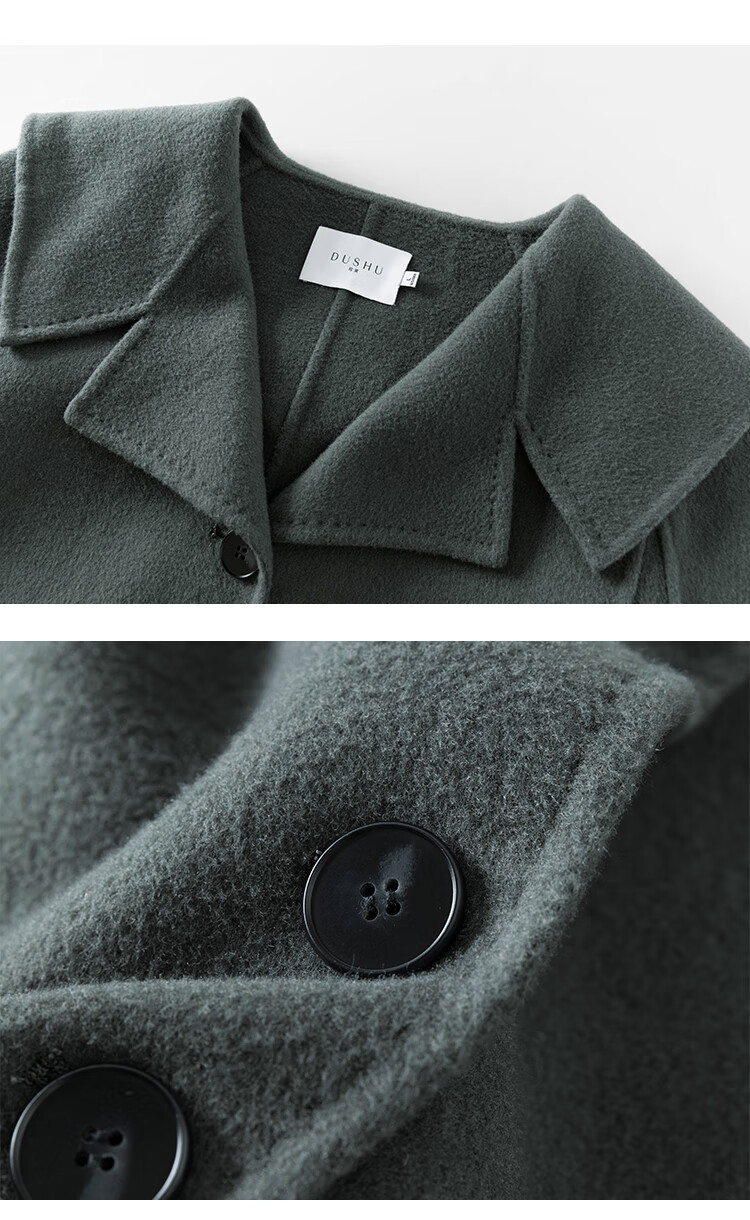 双面呢大衣女冬2021新款胖mm海军领宽松显瘦毛呢外套橄榄灰绿xxxxl