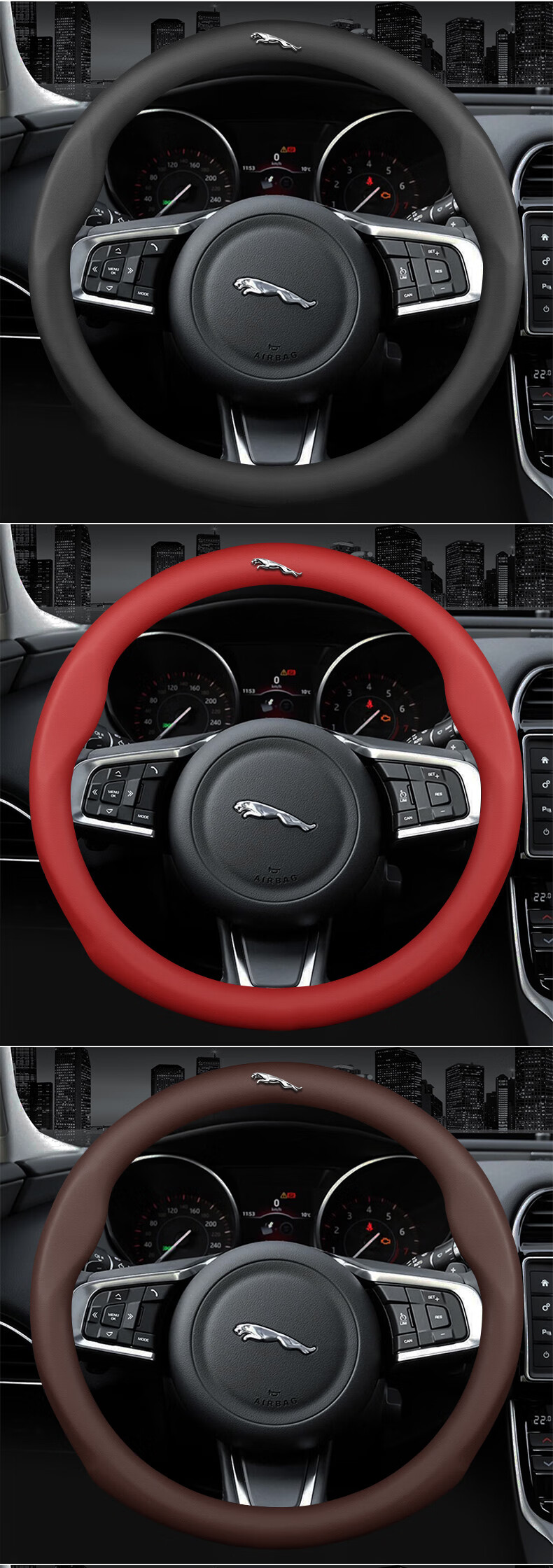 捷豹方向盘套真牛皮xffpacexelxflxjxe专用改装碳纤汽车把套3d压印