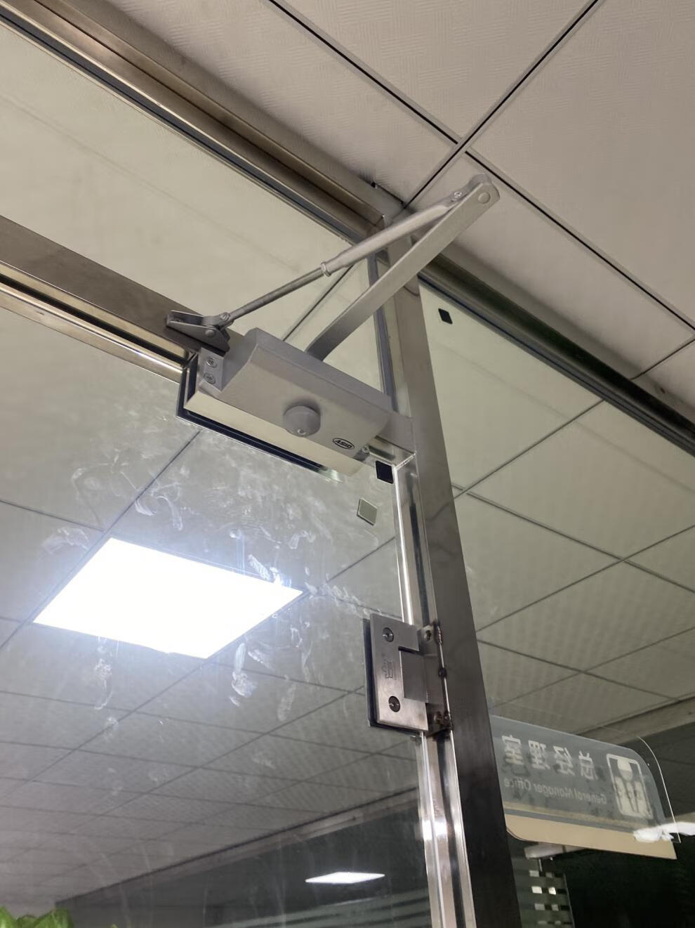 隔断办公室专用无框钢化玻璃门闭门器免打孔自动液压缓冲1号银色不