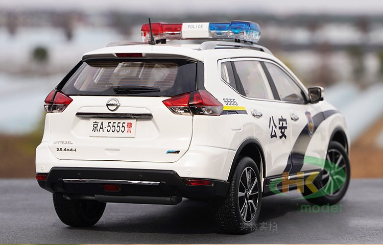 奇骏警车车模1:18原厂新奇骏 x-trail合金警车仿真汽车模型 极光蓝