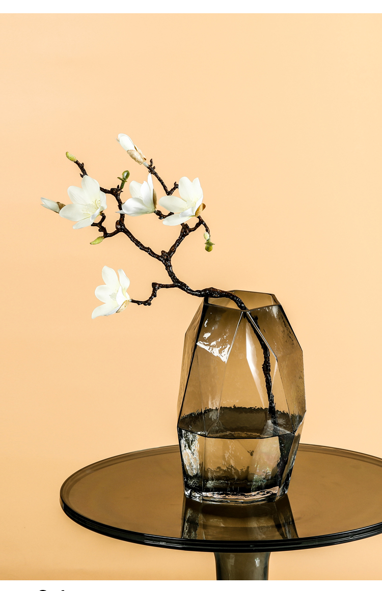 花瓶客厅现代简约玻璃轻奢几何创意摆件烟灰插花花器餐桌装饰品210