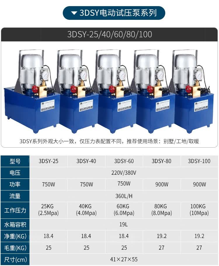 际工dsy2560手提式电动试压泵ppr水管道试压机双缸打压泵打压机3dsy60