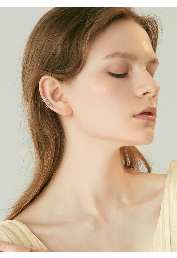 感耳夹女法式网红侧耳骨夹时尚个性气质小众无耳洞耳环耳饰品金色耳骨