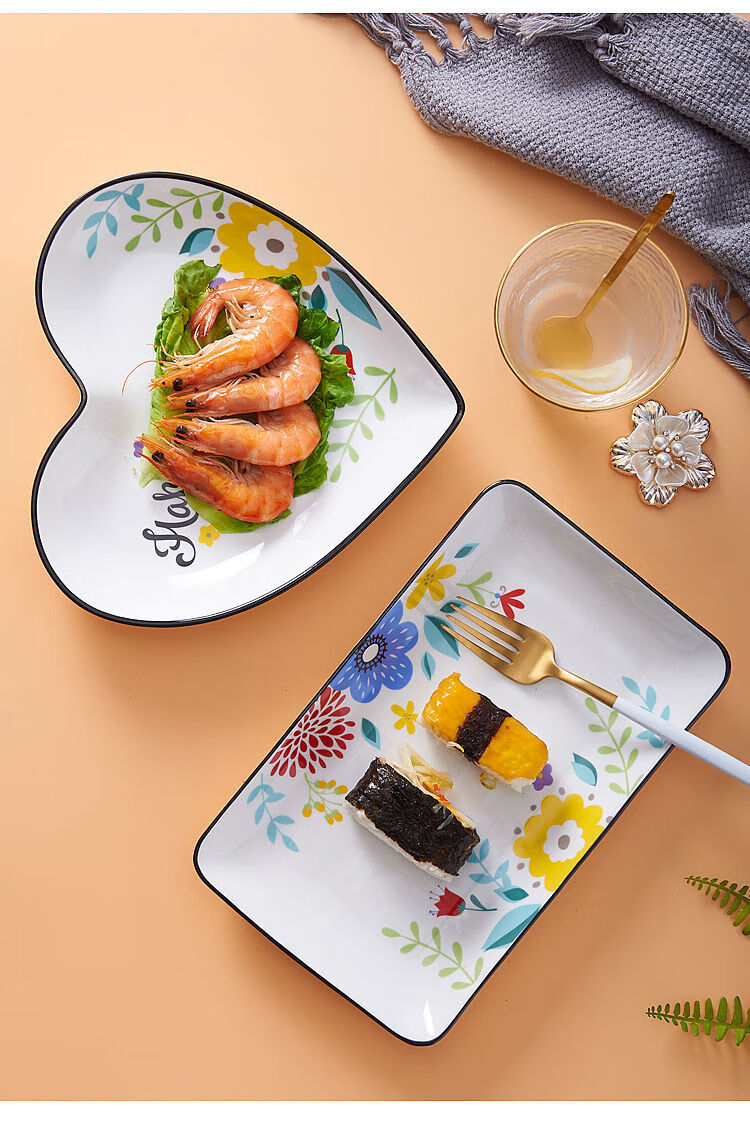 菜碟精致小号不锈钢菜碟子瓷家用2个装陶瓷盘子菜盘家用组合套装创意