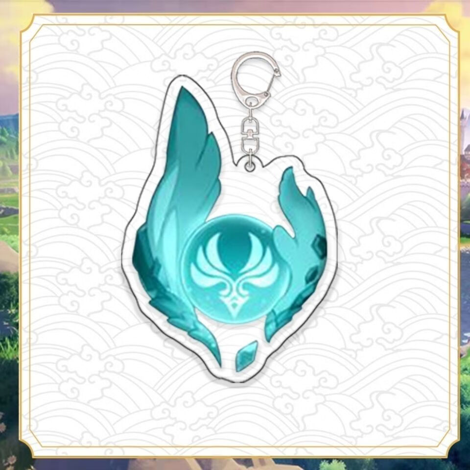 原神双面夹层钥匙扣风神瞳岩神瞳纠缠之缘相遇之缘游戏周边挂件 相遇