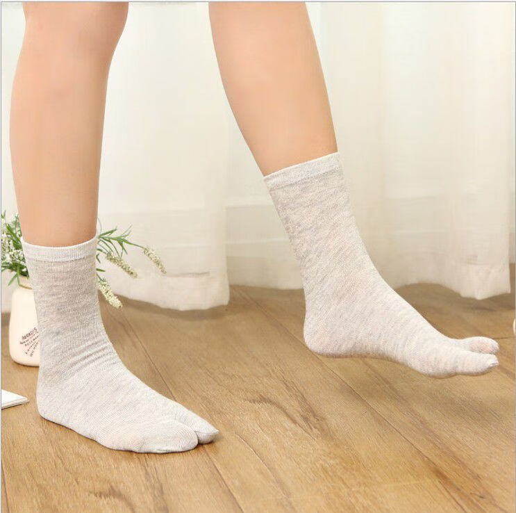 五指袜38女分趾袜棉分脚趾袜子两指袜人字拖木屐本cos中筒棉袜1双装中