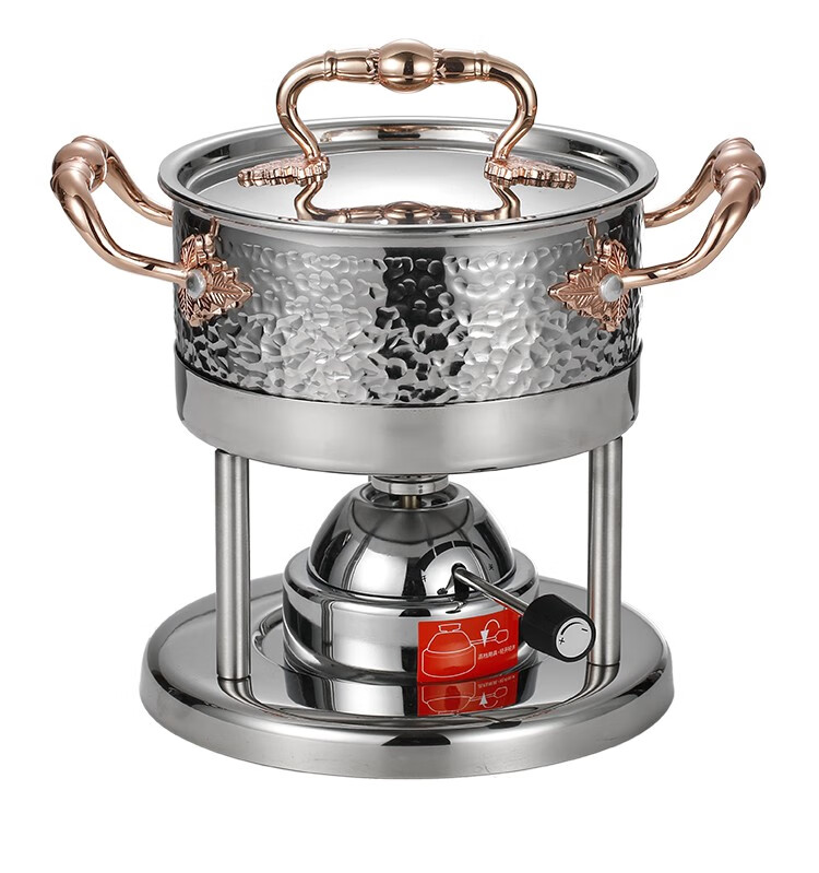 不锈钢单人一人一锅小火锅酒店会所商用瓦斯炉充气燃气可调节火力 304