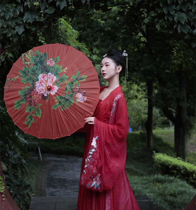 油纸伞古风男古装伞油纸伞舞蹈伞绸布演出汉服女男古风防雨防晒装饰