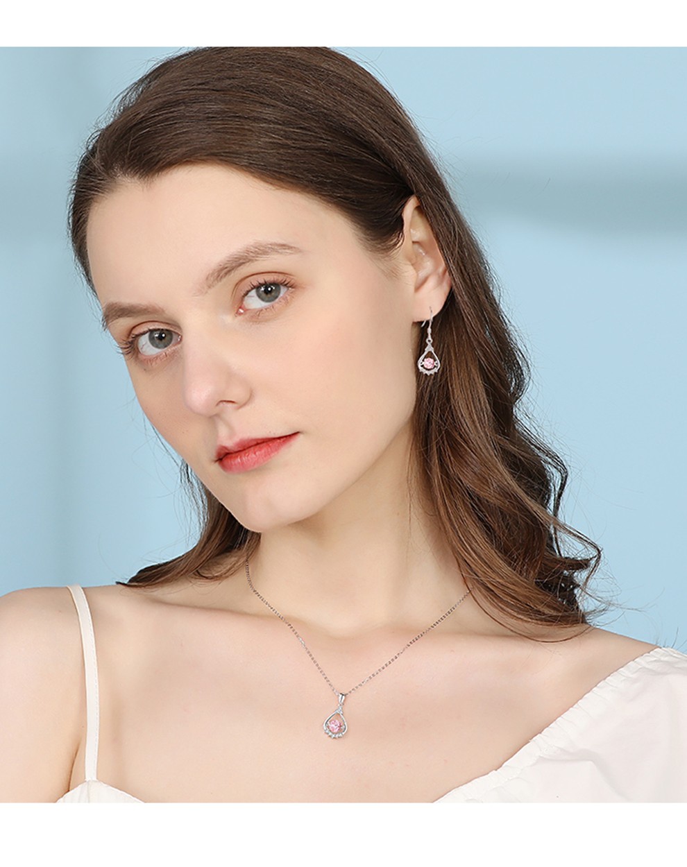 chormkewon奢侈品白金水滴项链女士饰品锁骨链时尚珠宝首饰生日表白