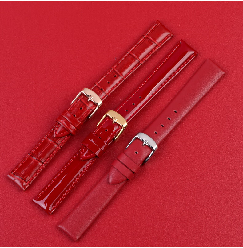 14 16mm新年红表带 平纹红色 金色针扣 12mm【图片 价格 品牌 报价】